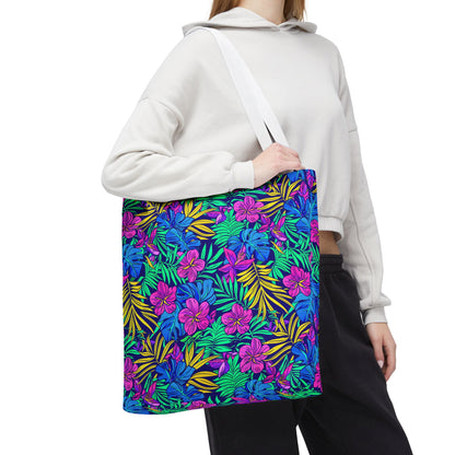 Tropical Floral Tote Bag, Beach Bag, Shopping Tote