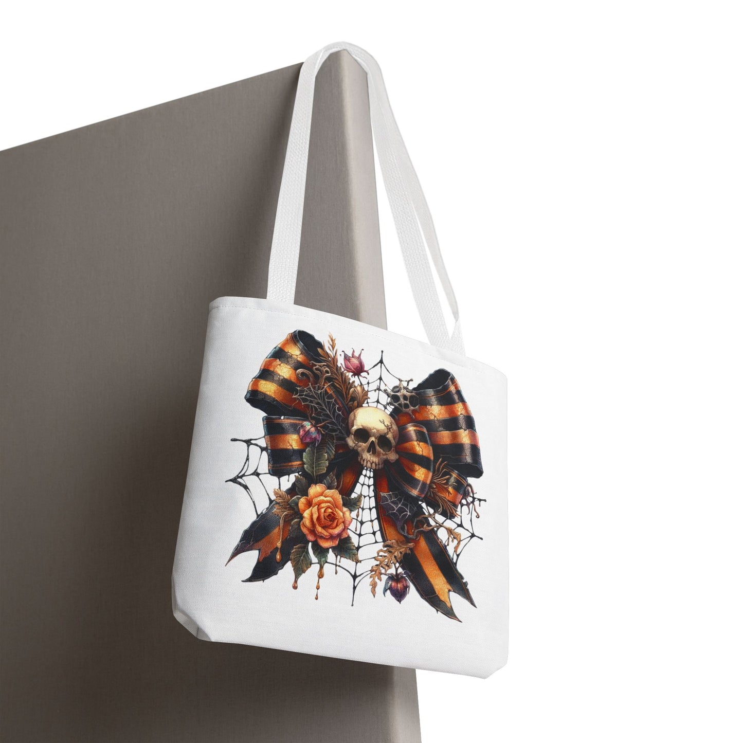 Halloween Skull & Ribbon Tote Bag