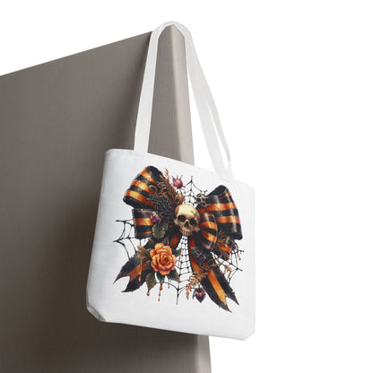 Halloween Skull & Ribbon Tote Bag