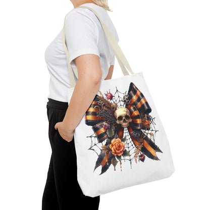 Halloween Skull & Ribbon Tote Bag