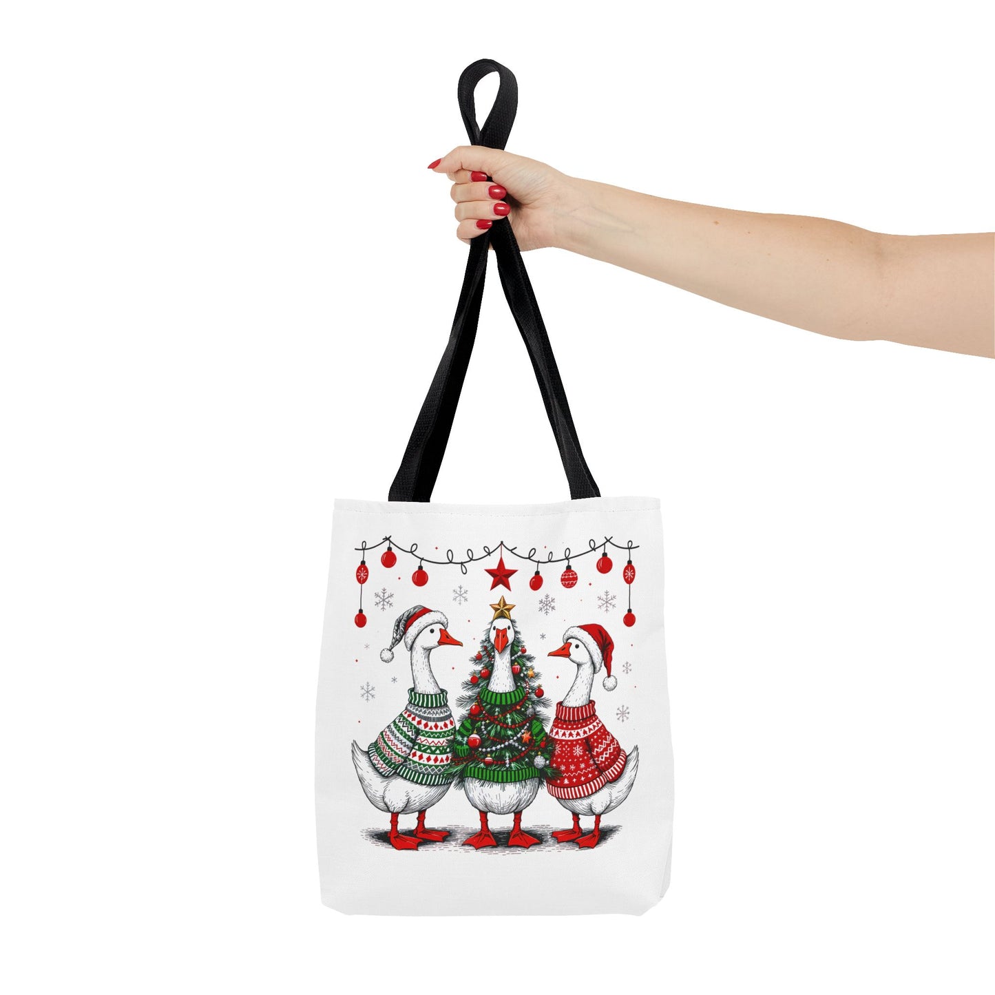 Festive Christmas Geese Tote Bag