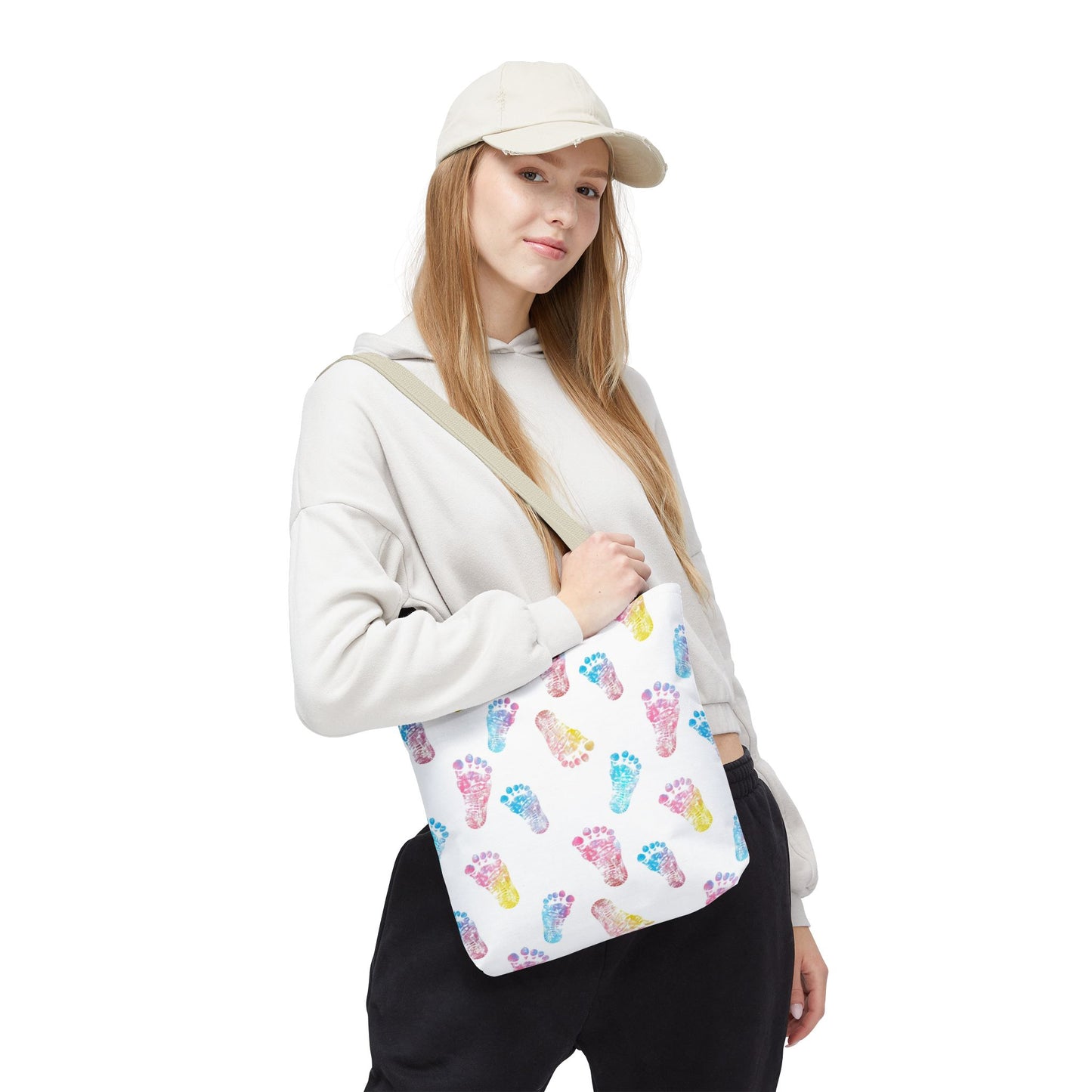 Colorful Baby Footprint Tote Bag,  Gift for New Moms