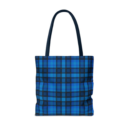 Blue Plaid Tote Bag, Gift for Her or Him,