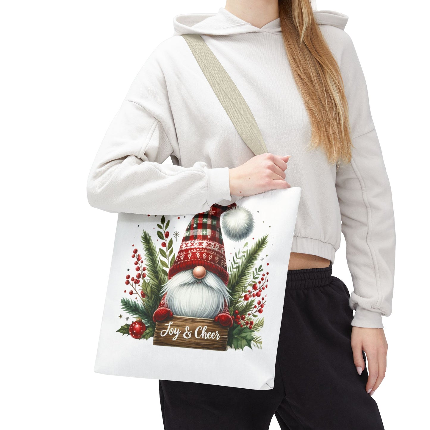 Christmas Gnome Tote Bag - Joy & Cheer Holiday Shopper