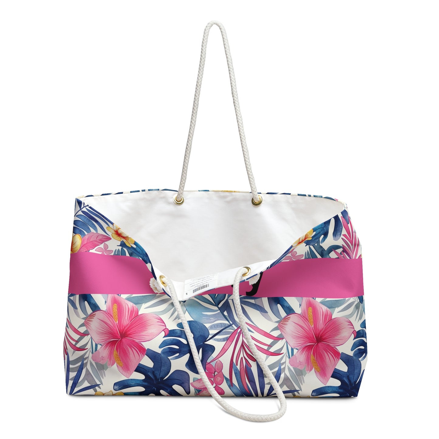Personalized Tropical Floral Weekender Bag, Custom Name Beach Tote