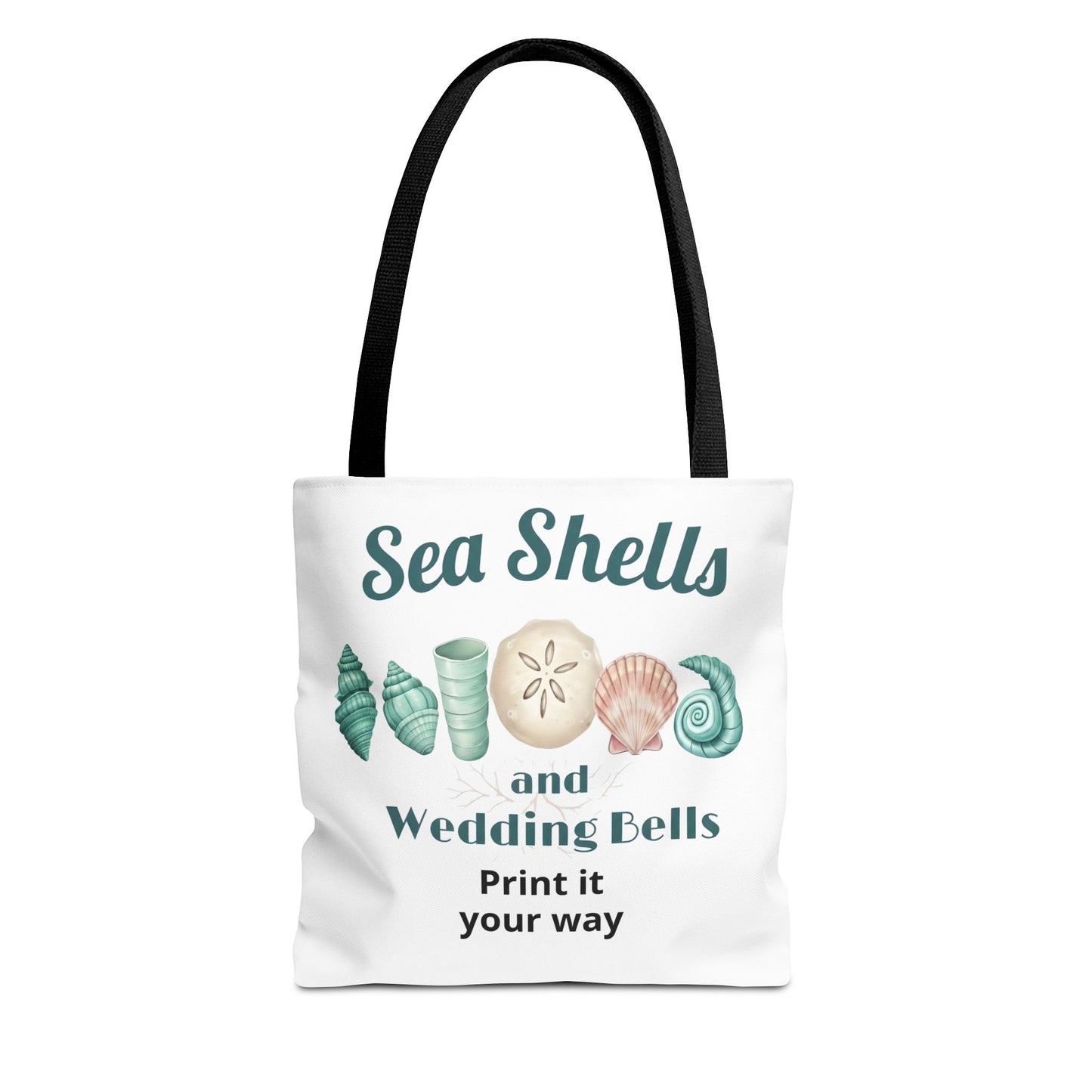 Personalized Sea Shells Tote Bag — 'Sea Shells and Wedding Bells' Beach Wedding Gift