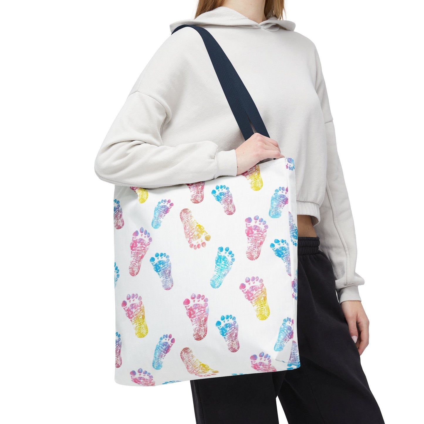 Colorful Baby Footprint Tote Bag,  Gift for New Moms