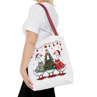 Festive Christmas Geese Tote Bag