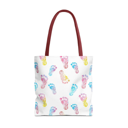 Colorful Baby Footprint Tote Bag,  Gift for New Moms