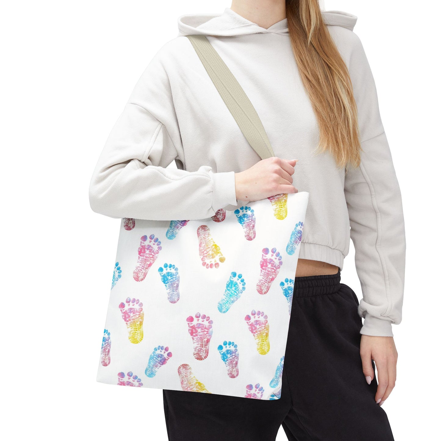 Colorful Baby Footprint Tote Bag,  Gift for New Moms