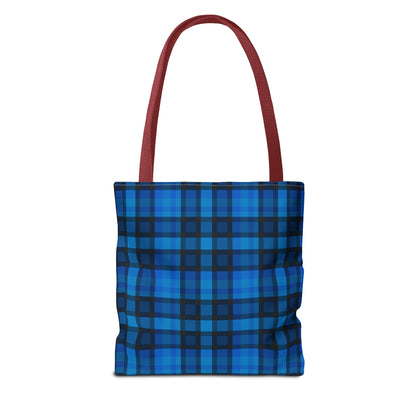 Blue Plaid Tote Bag, Gift for Her or Him,