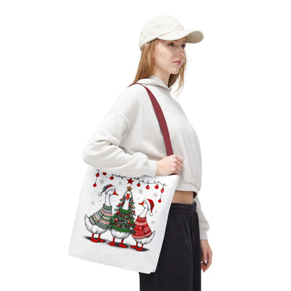 Festive Christmas Geese Tote Bag