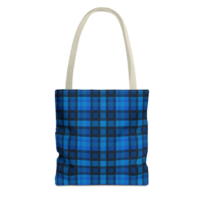 Blue Plaid Tote Bag, Gift for Her or Him,