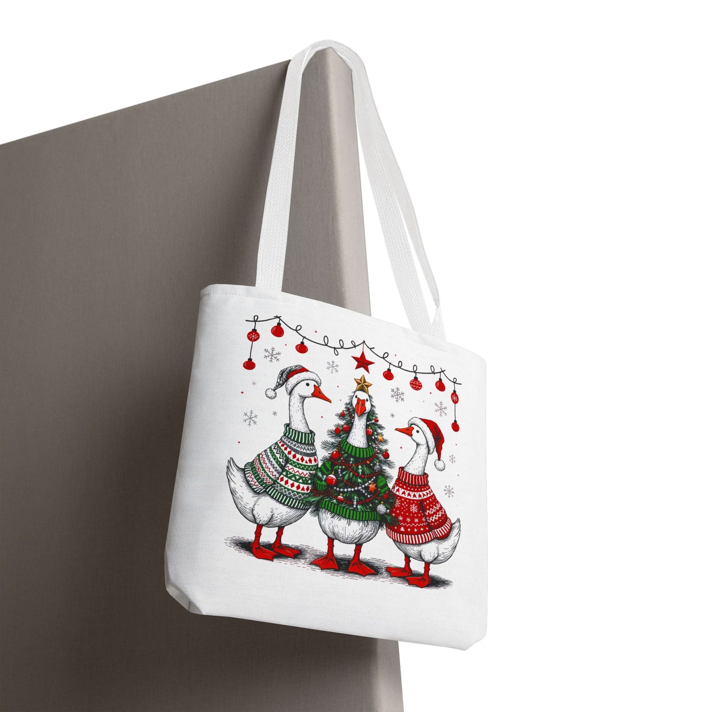 Festive Christmas Geese Tote Bag