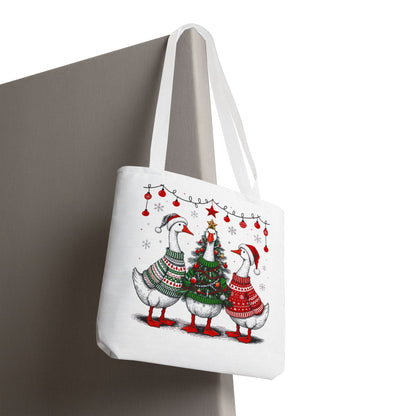 Festive Christmas Geese Tote Bag
