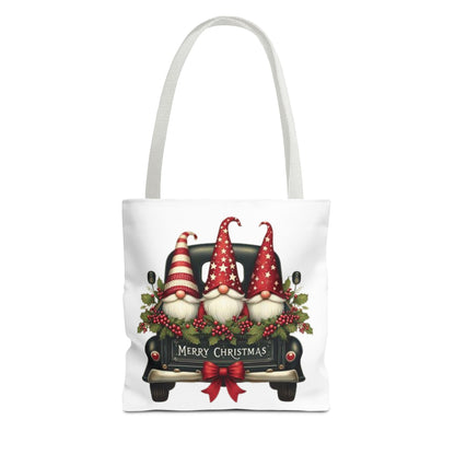 3 Christmas Gnomes in Truck Tote Bag, Fun Holiday Gift