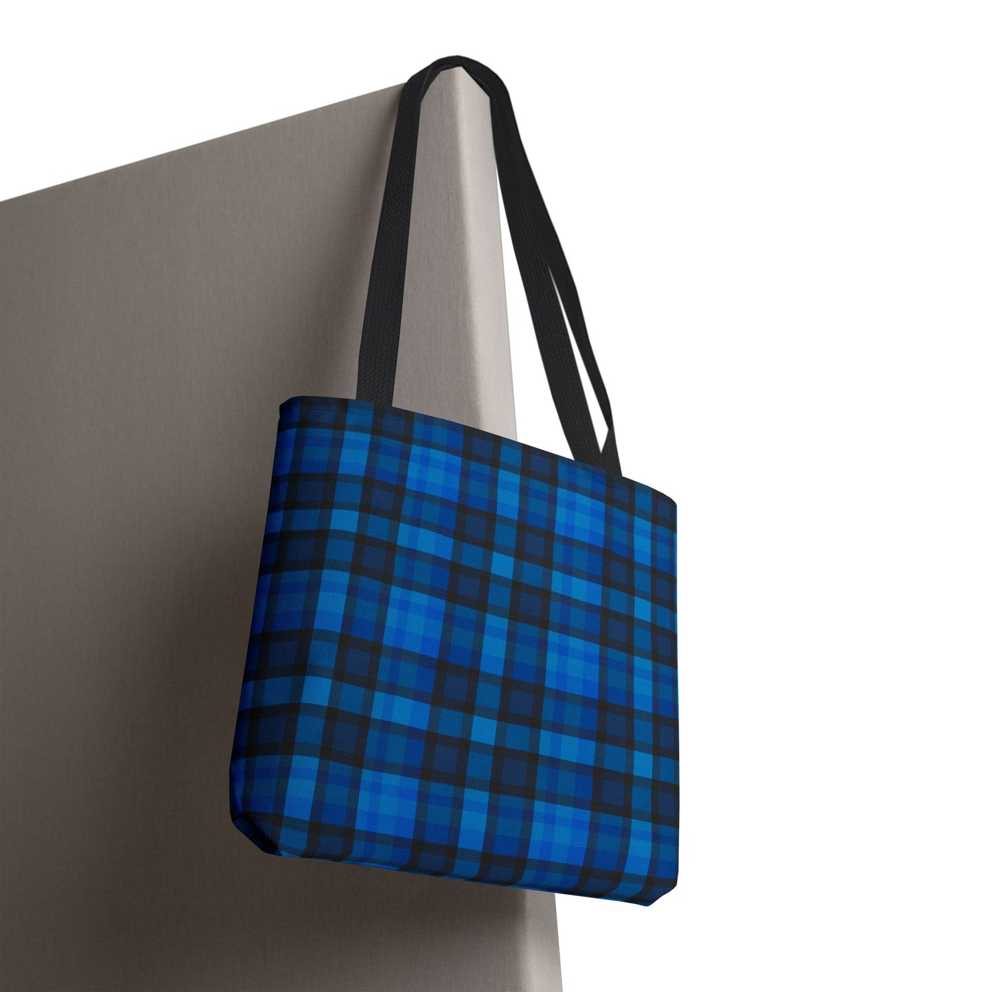 Blue Plaid Tote Bag, Gift for Her or Him,