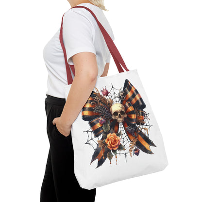 Halloween Skull & Ribbon Tote Bag