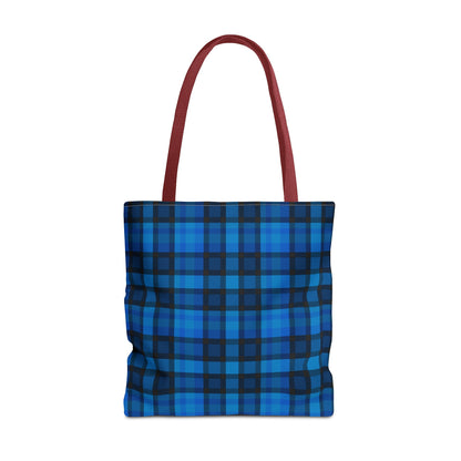 Blue Plaid Tote Bag, Gift for Her or Him,