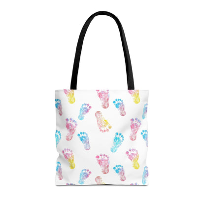 Colorful Baby Footprint Tote Bag,  Gift for New Moms