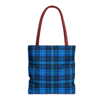 Blue Plaid Tote Bag, Gift for Her or Him,