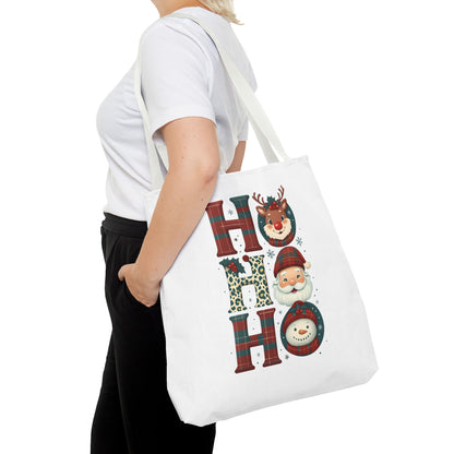 Cute Santa and Reindeer Design Festive Holiday Tote Bag