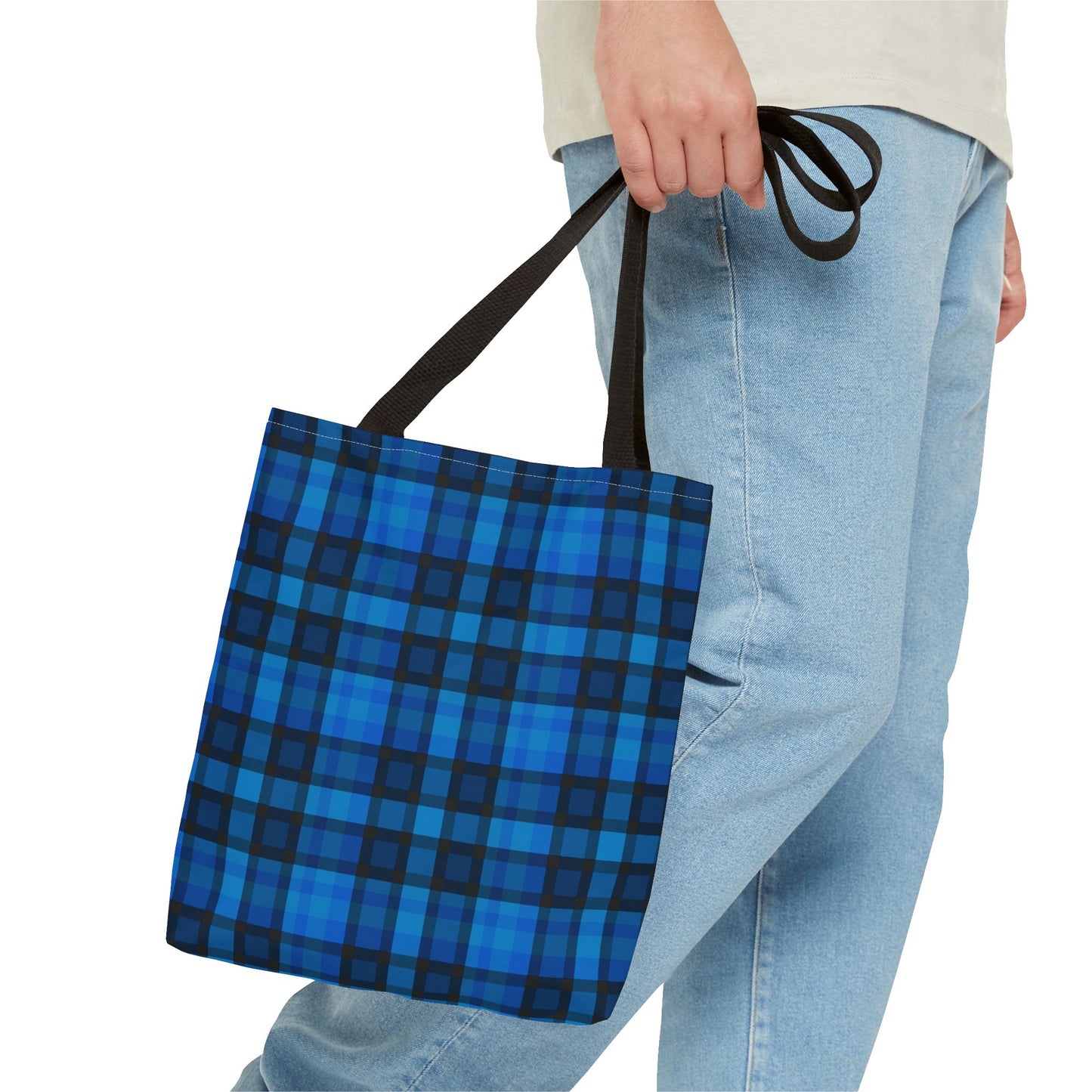 Blue Plaid Tote Bag, Gift for Her or Him,