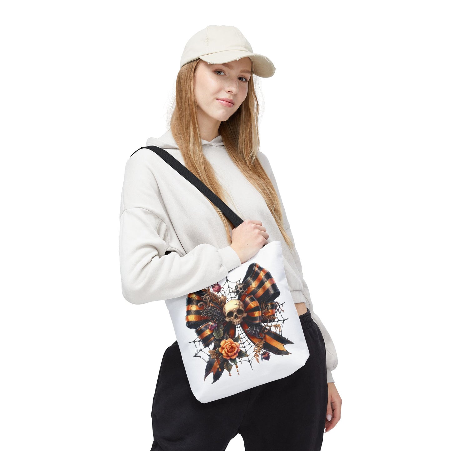 Halloween Skull & Ribbon Tote Bag