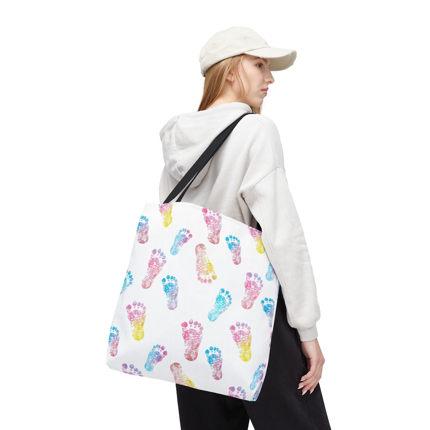 Colorful Baby Footprint Tote Bag,  Gift for New Moms