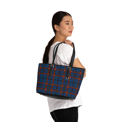 Navy & Rust Plaid Shoulder Bag