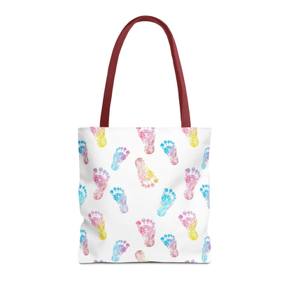 Colorful Baby Footprint Tote Bag,  Gift for New Moms