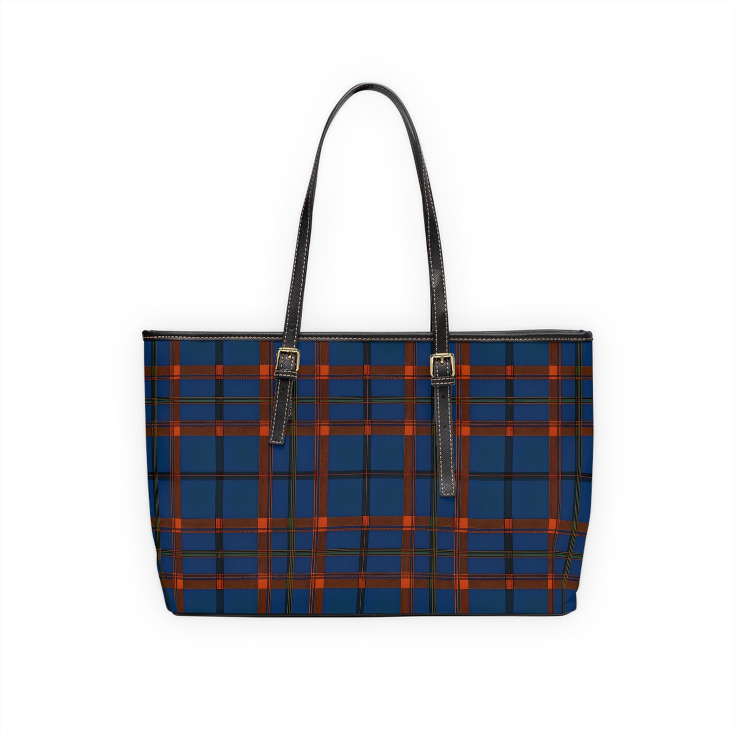 Navy & Rust Plaid Shoulder Bag