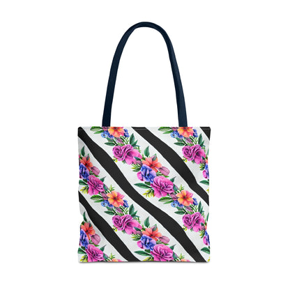 Floral Stripe Tote Bag,