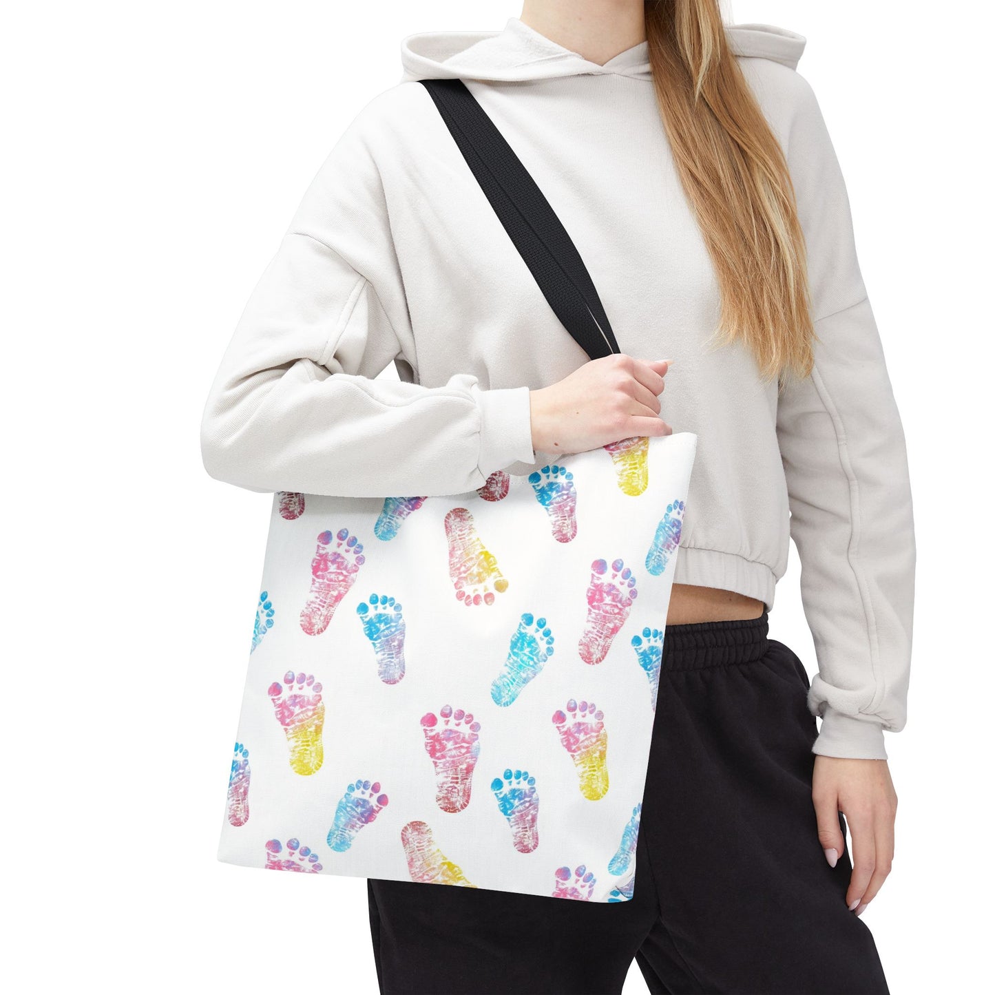 Colorful Baby Footprint Tote Bag,  Gift for New Moms