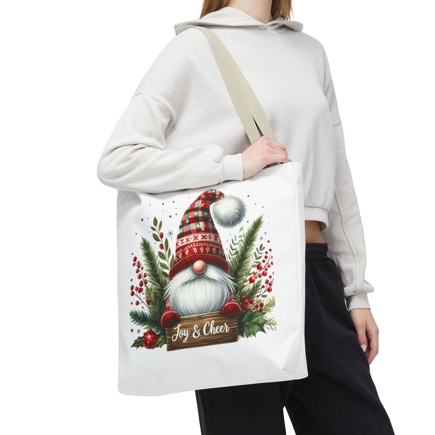 Christmas Gnome Tote Bag - Joy & Cheer Holiday Shopper