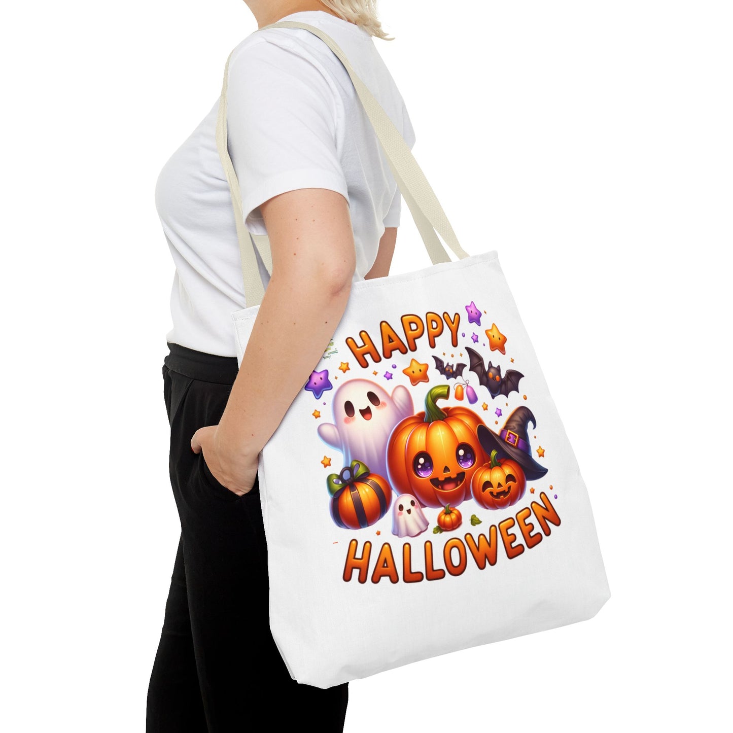 Cute Halloween Ghost Pumpkin Tote Bag