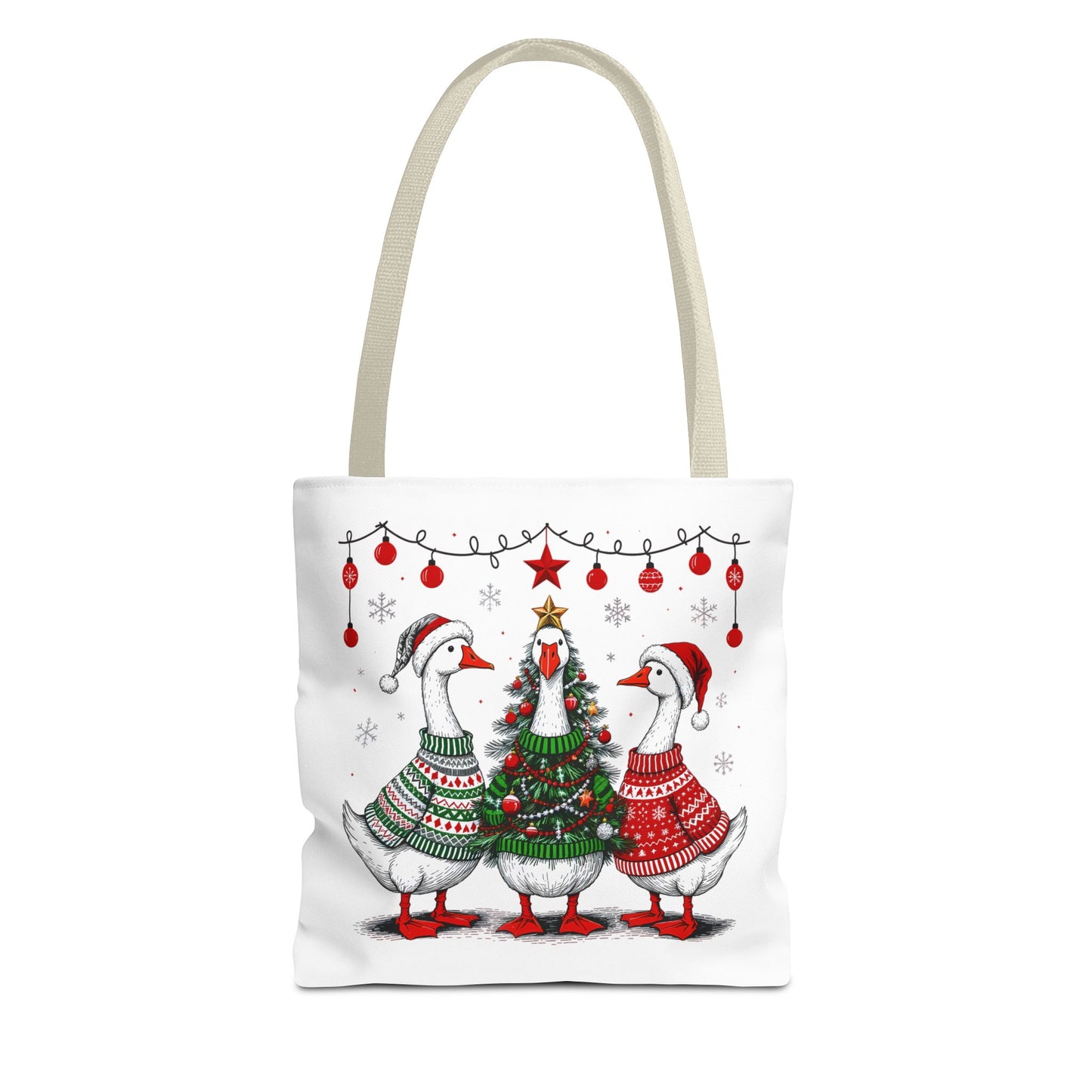 Festive Christmas Geese Tote Bag