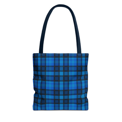 Blue Plaid Tote Bag, Gift for Her or Him,