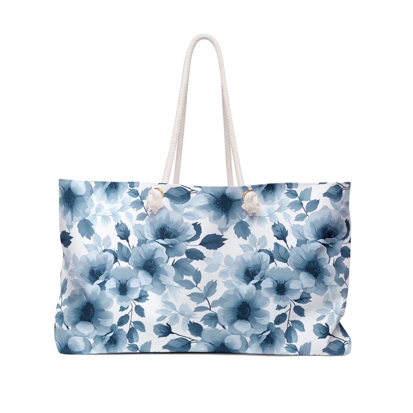 Blue Watercolor Floral Weekender Bag