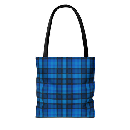 Blue Plaid Tote Bag, Gift for Her or Him,