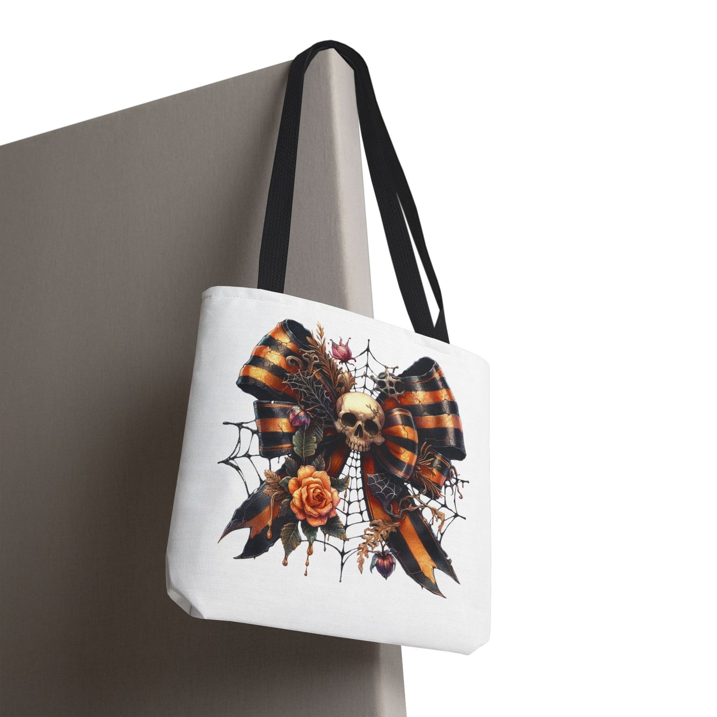 Halloween Skull & Ribbon Tote Bag