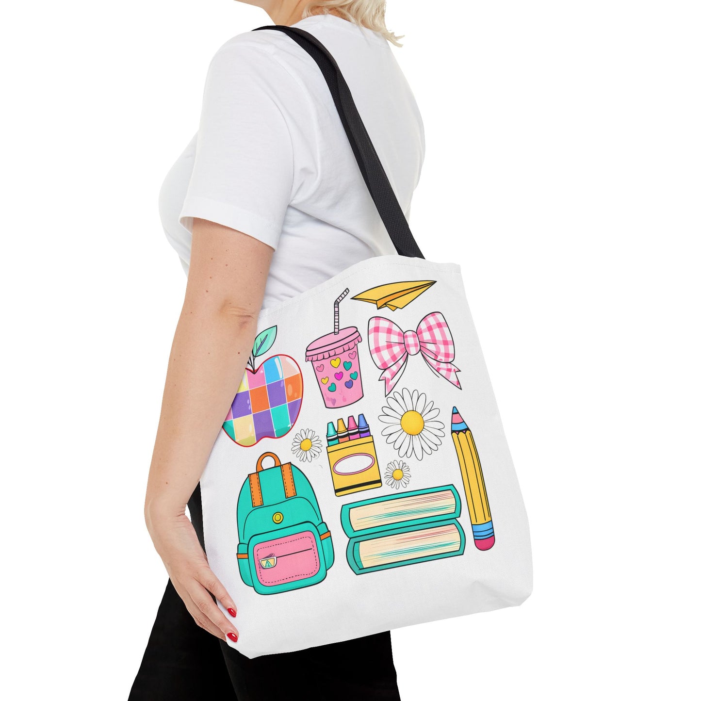 Colorful School Supplies Tote Bag, Perfect for Students & Teachers