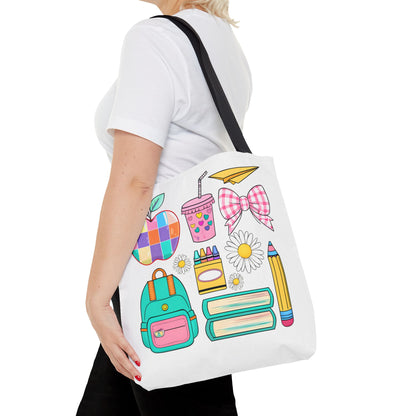 Colorful School Supplies Tote Bag, Perfect for Students & Teachers