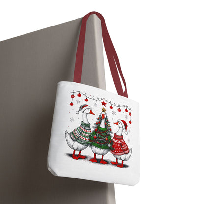 Festive Christmas Geese Tote Bag