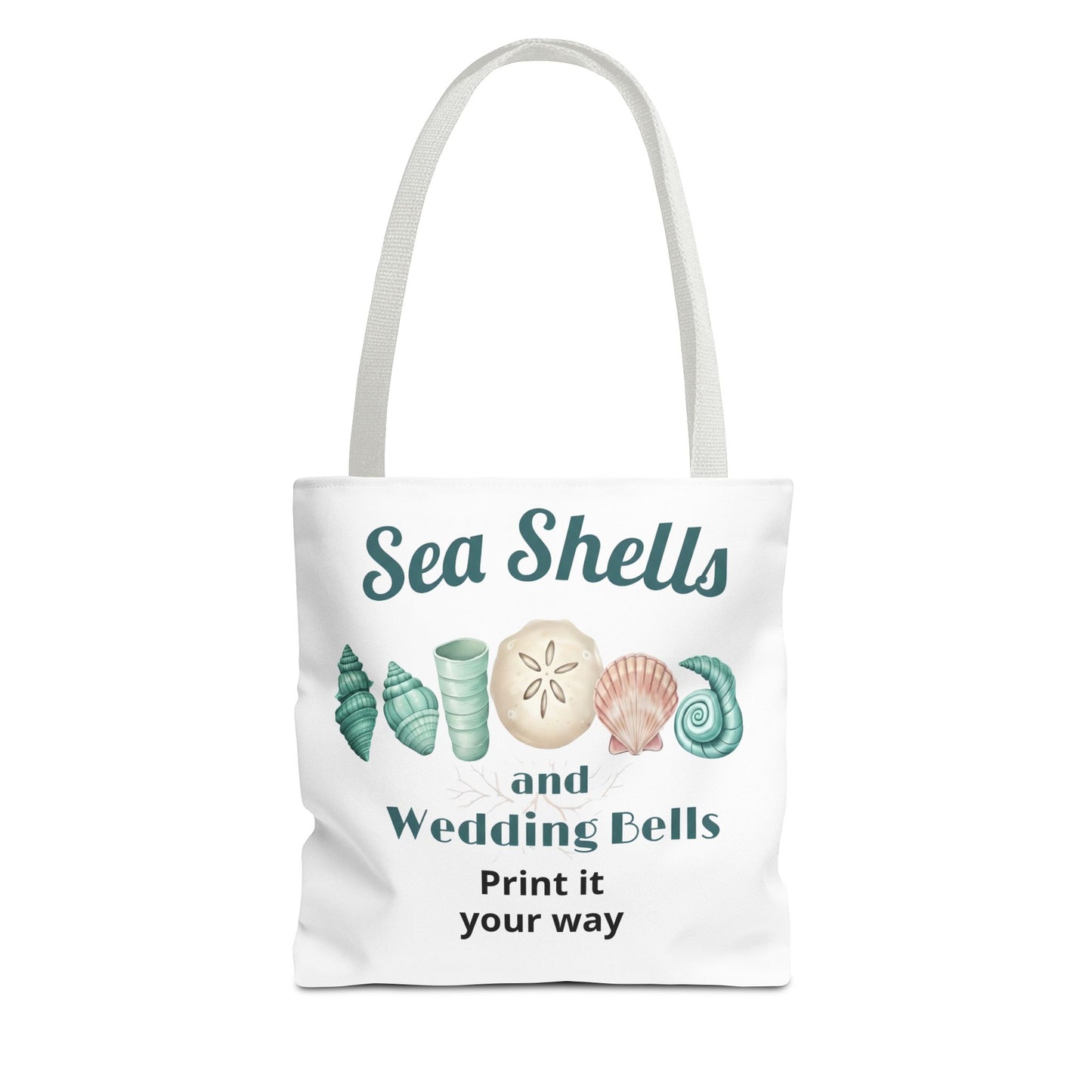 Personalized Sea Shells Tote Bag — 'Sea Shells and Wedding Bells' Beach Wedding Gift