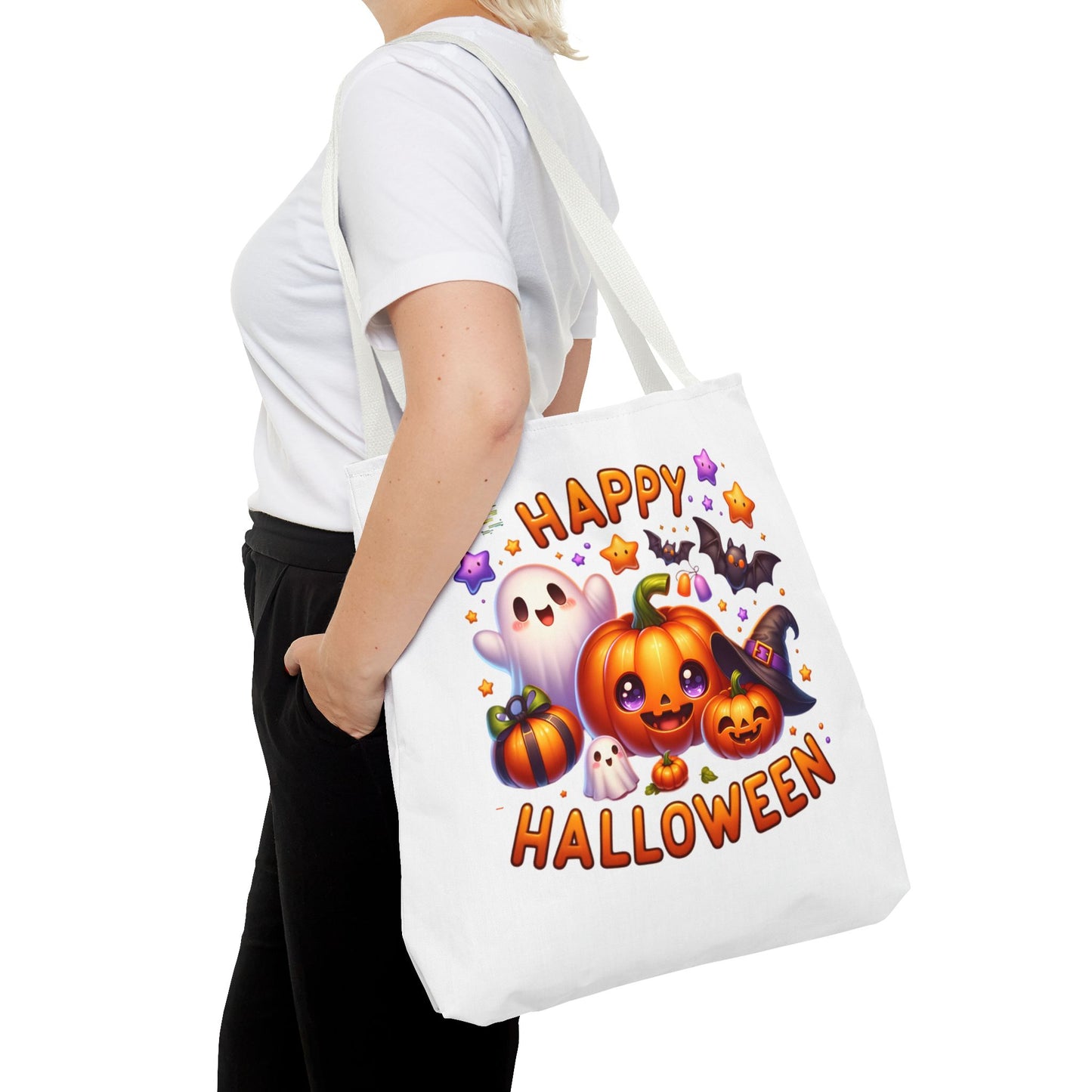 Cute Halloween Ghost Pumpkin Tote Bag