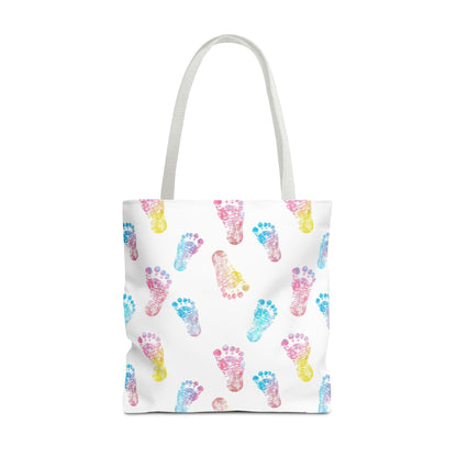 Colorful Baby Footprint Tote Bag,  Gift for New Moms