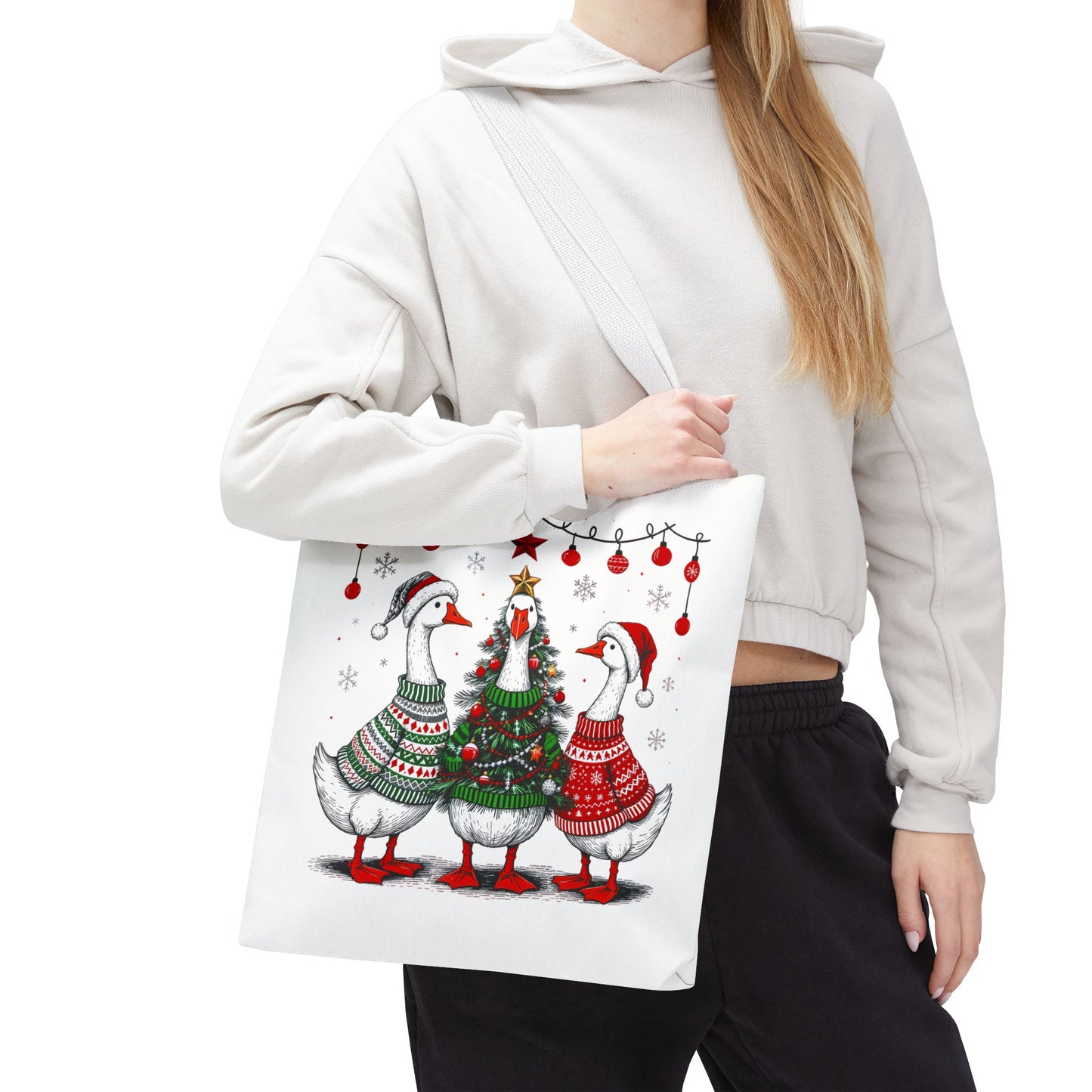 Festive Christmas Geese Tote Bag