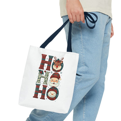 Cute Santa and Reindeer Design Festive Holiday Tote Bag
