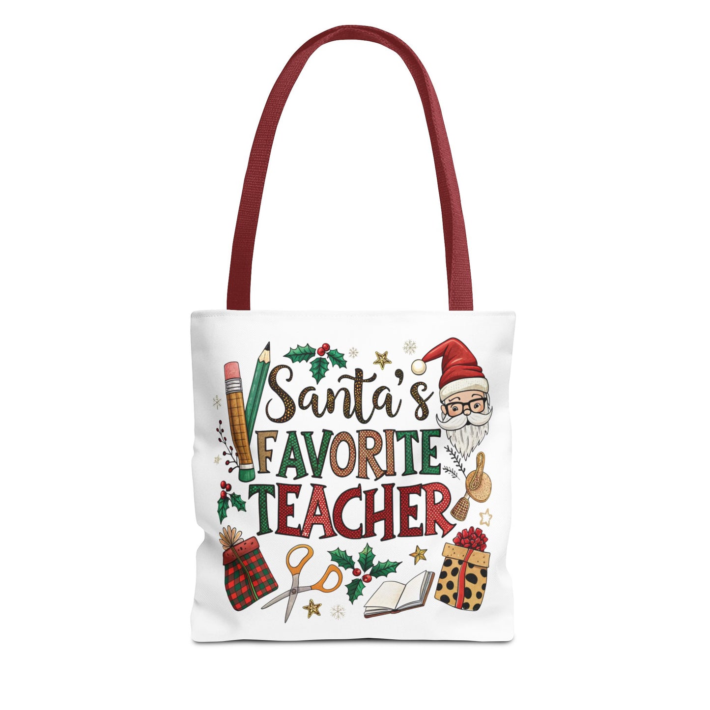Santa's Favorite Teacher Tote Bag, Christmas Gift, Teacher Appreciation